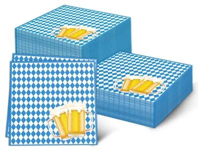 Servietten, 48 Stück, blau-weiß kariert, 33x33 cm, 4-lagig