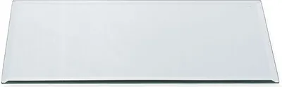 A rectangular glass plate on a white background.