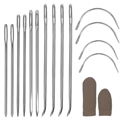 Produktbild von Nähnadeln Set 16 Stück Gebogene Ledernadeln Handnähen Edelstahl für Leder, Teppich, Segeltuch