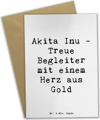 Produktbild von Mr. & Mrs. Panda Glückwunschkarte Spruch Akita Inu Herz - Weiß - Geschenk, Hingabe Hund, osterkarten, einladungskarten, Hunderassen, edles Wesen, Grußkarte, Hunderasse