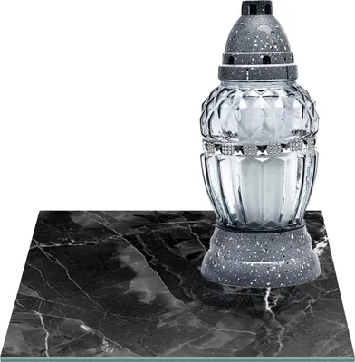 Zdjęcie produktu dla SZKLANA PODSTAWKA POD ZNICZE Z DEDYKACJĄ 35x35cm Obsydian 257g