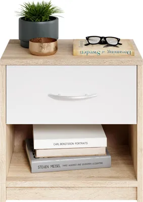 Produktbild von Emob BGPP-38-533-68, Nachttisch, Eiche, Weiß, 1 Schublade(n), Partikelbord, 6 kg, 390 mm