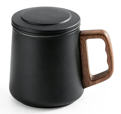 Productafbeelding van Porseleinen Theekop met Zeef en Deksel - 420 ml