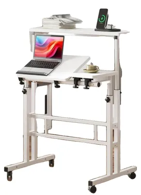 Immagine prodotto di Scrivania regolabile in altezza, design mobile, BIANCO