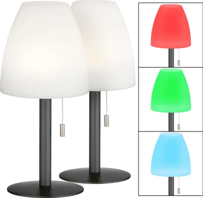 Produktbild von FHL Fiumara LED 2er-Set Akku-Außenleuchte USB 1,5W RGB-Farbsteuerung dimmbar IP44 850247