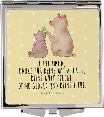Produktbild von Mr. & Mrs. Panda Taschenspiegel Bär Kind - Gelb Pastell - Geschenk, Klappspiegel, Mutter, Quadratischer Spiegel, Frauen, Muttertag, Schminkspiegel, Mama, Kosmetikspiegel