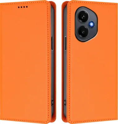 Produktbild von Handyhülle für Honor 400, Kunstleder Klapphülle Stoßfeste Magnetische Hülle mit Ständer Orange