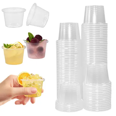 100 Shotgläser 25 ml, durchsichtig, wiederverwendbar, Kunststoff