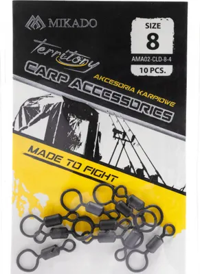 Obrázek produktu pro 10 MIKADO Big Eye Rolling Swivel Carp Swivel #8 (8/4)