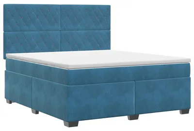 Immagine prodotto di Letto boxspring vidaXL con materasso e testiera, blu, 180 x 200 cm, in velluto