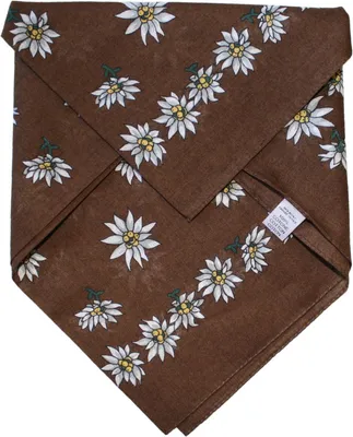 Produktbild von German Wear, Halstuch Trachtentuch BAUMWOLLE mit Edelweissmuster nikituch 50x50cm dunkelbraun