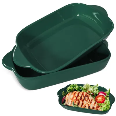 Immagine prodotto di 2 teglie da forno in Vetroceramica, dimensioni 23 x 13 cm, colore verde scuro