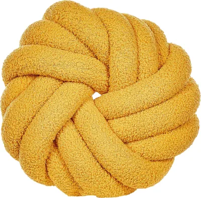 Obrázok produktu pre BELIANI Dekoratívny vankúš žltý z buklé v tvare uzla 31 x 11 cm moderný doplnok do interiéru