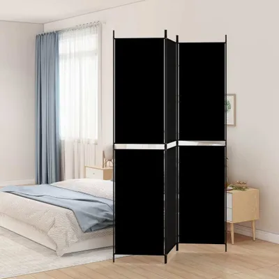 Produktbild von vidaXL 3 tlg. Paravent Schwarz 150x220 cm Stoff - Raumteiler - Paravent - Raumtrenner - Trennwand