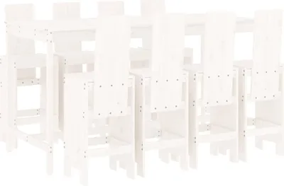 Produktbild von vidaXL 9-tlg. Gartenbar-Set Weiß Massivholz Kiefer