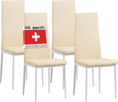 Produktbild von Albatros Esszimmerstühle MILANO 4er, Beige - Polsterstuhl mit Kunstleder-Bezug, Modernes Stilvolles Design am Esstisch - Küchenstuhl oder Stuhl Esszimmer mit hoher Belastbarkeit bis 110kg