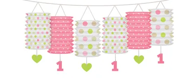 Image de Guirlande de lampions 1er anniversaire rose