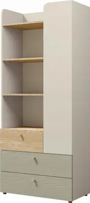 Produktbild von Tkmoebel Bücherregal Yuki 03 80 x 40 x 185 cm Grau Beige + Geölte Eiche + Eukalyptus