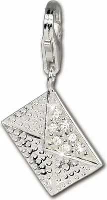 Image de SilberDream Charm pendentif enveloppe blanche zirconium 925 argent véritable FC3094W