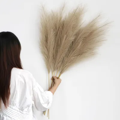Obrázok produktu pre Umelá pampová tráva 113 cm, 6 ks, hnedá, pre obývaciu izbu