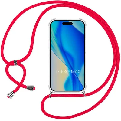 Image de Coque pour iPhone 17 Pro Max, Protection Anti-Rayures Transparente avec Cordon Rouge