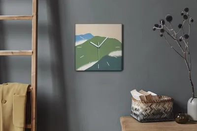 Produktbild von Coloray Hodiny Unikátní 30x30 cm  Tiché hodiny Pro obývací pokoj a kuchyň Nástěnné hodiny Plátno Bílé ručičky hodin - Horské květiny