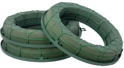 Produktbild von OASIS® IDEAL Steckschaum Ring Grün, Ø27,5cm, Deko-Kranz Unterlage, Frisch- und Trockenfloristik, 3er-Set, 3 Stück