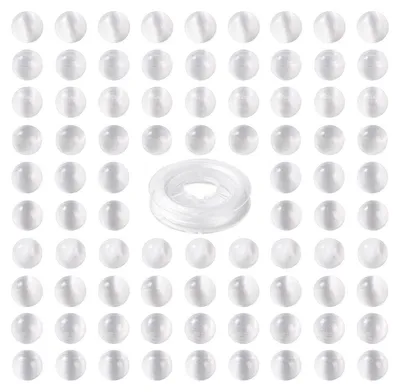 Image de Perles en cristal, forme ronde, environ 8 mm, en selénite, 100 pièces