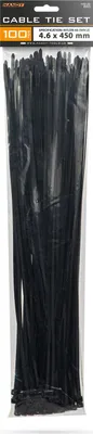Produktbild von 100 Kabelbinder Schwarz – Nylon 66 Kabelbinder Selbstschließend – Kabelbinder 450 × 4,6 mm – Schwarze Kabelbinder für Kabelmanagement und Installation – Packung mit 100 Stück [05425]