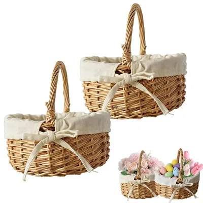 2er-Set kleine Weidenkörbe mit Henkel, 20 x 10 cm, Natur