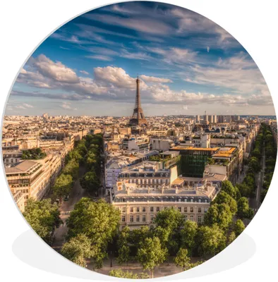 Produktbild von MuchoWow® Rundes Wandbild - Runde Bilder Eiffelturm - Paris - Haus Ø 60 cm Kreis Wanddekoration Kunststoff - Wandkreis - Wandschmuck - Wand Kreis - Das Schlafzimmer - Die Bilder - Wandmalerei - Kunst für das Haus - das Plastik