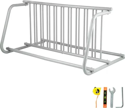 Produktbild von 10-fach-Fahrradständer für den Boden, 1,5 m langer Fahrradständer aus Vollstahlgitter, beidseitig nutzbarer Ständer für 10 Fahrräder, für Garagen, Straßen, Höfe und Fahrradveranstaltungen