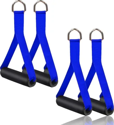 Produktbild von 4 x Einhandgriff für Widerstandsbänder | Zughilfe - Trainingsgriffe Fitnessbänder / Expander | Kabelzug Griffe | Krafttraining Zubehör für Heimtrainingsgeräte, Kraftstationen - Seilzuggriff gepolstert