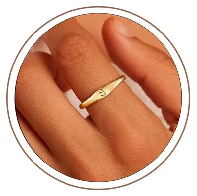 Productafbeelding van 14K Gouden Geplakte Hart Geboortesteenring met Letters voor Dames