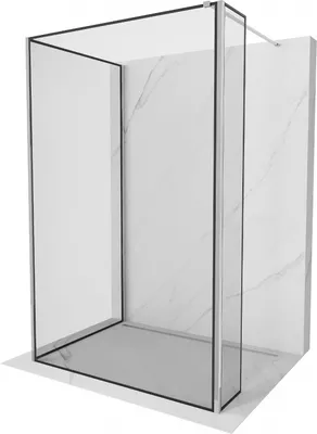 Produktbild von Mexen Kioto Walk-in Duschwand 100 x 80 x 30 cm, schwarzes Muster, Chrom - 800-100-080-221-01-70-030