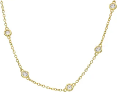 Produktbild von Mabina 925 Silber Damen Halskette mit Zirkonia 553456 Gelbgold plattiert 45 cm
