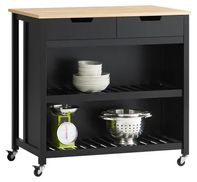Immagine prodotto di Carrello da cucina - Carrello portavivande - Tavolino servitore - Portaoggetti da cucina - Carrello con ruote - Materiale: MDF - Ampio piano di lavoro: 98x58 cm