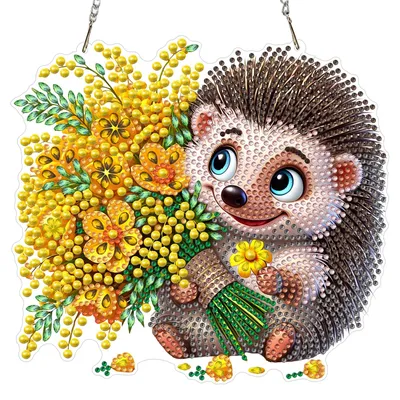 5D Diamond Painting Hanger Igel mit Blumenstrauß DIY
