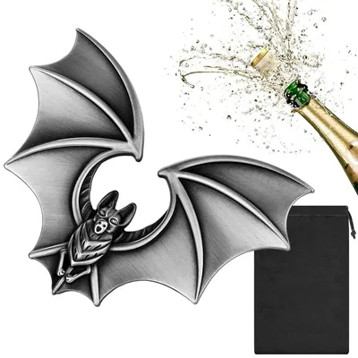 Obrázok produktu pre Omgoods - Tmavosrieborný otvárač na fľaše s motívom netopiera, ideálny na Halloween