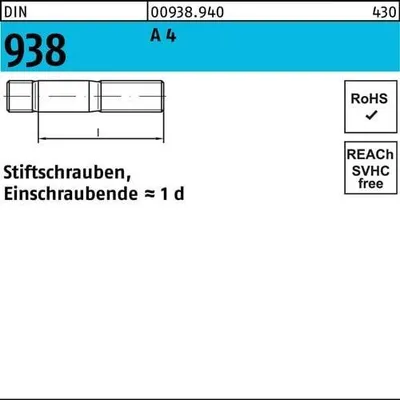 Produktbild von Reyher  Stiftschrauben DIN 938 A 4 M 10 x 75 A 4 (25 Stück)