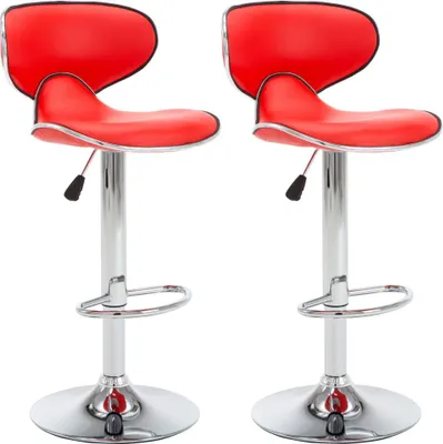 Image de Tabourets de bar 2 pcs rouge similicuir