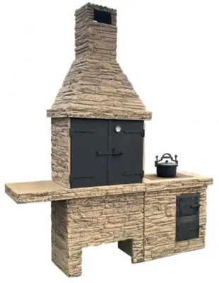 Zdjęcie produktu dla betonowy grill ogrodowy Casa Padrino beżowy / czarny 196 x 58 x h. 188 cm