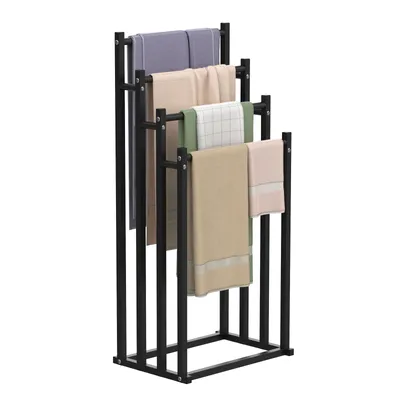 Produktbild von 4-Ebenen Handtuchständer Handtuchhalter Stehend Handtuchständer freistehend Badezimmer Badetuchhalterung aus Metall Schwarz