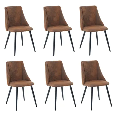Image de Meubles Cosy : lot de 6 chaises de salle à manger de style industriel en daim avec pieds en métal noir – SMEG