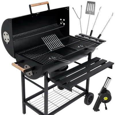 Produktbild von Grill & Chill Gartengrill, Holzkohlegrill - großer Chromrost 71×35 cm, Deckel, Aschekasten, Thermometer, Zwei Transporträder, GC0002