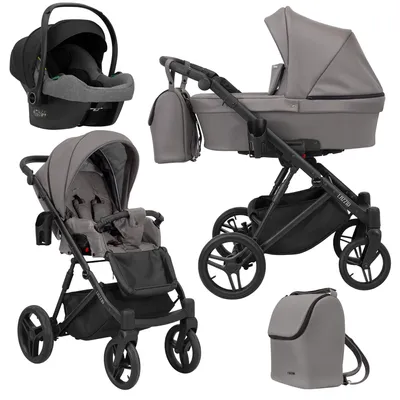 Produktbild von Kunert Lazzio Premium 3-in-1 Kombikinderwagen Graphit Eco mit Babyschale