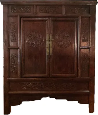 Image de Fine Asianliving Ancienne armoire chinoise sculptée à la main W98xD69xH117cm Armoire chinoise armoire de mariage chinois Meubles asiatiques