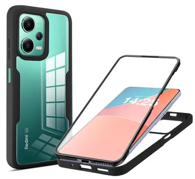 Produktbild von 360 Grad Rundum Schutz Handyhülle für Xiaomi Redmi Note 12 Pro 5G Full Cover Vollschutz Case Farbe: Schwarz