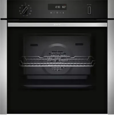 Produktbild von 71 l, 60 cm multifunktions-einbaubackofen mit pyrolyse und hydrolyse, schwarz/edelstahl Neff B6ACH7AN3F