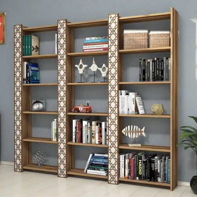 Immagine prodotto di Skye Decor, City 3 - Noce, Crema, Libreria, Noce, 100% PANNELLI DI PARTICELLE RIVESTITI IN MELAMMINA, 184,6 x 24,2 x 170 cm